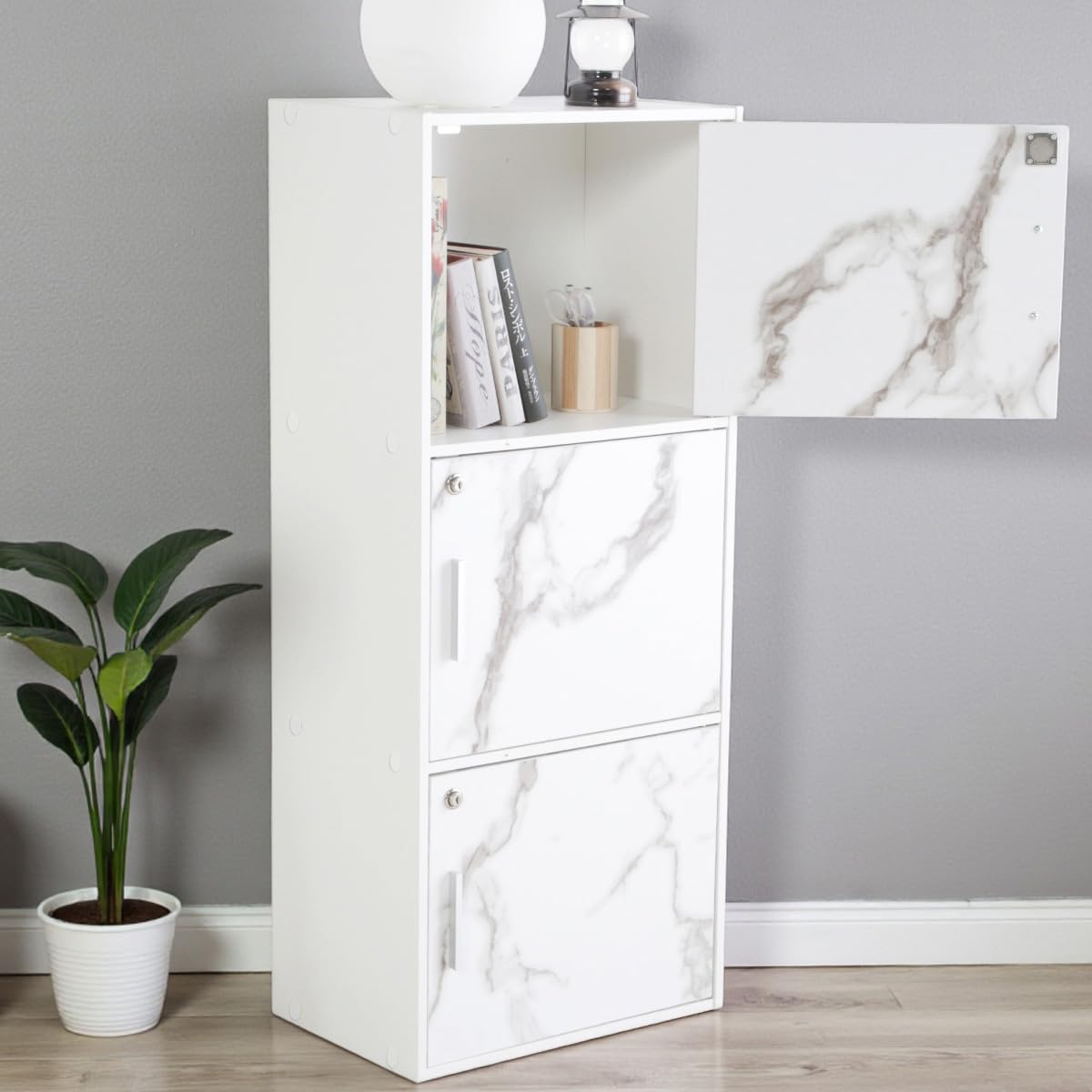 Amazon｜システムK 鍵付き 3段収納ラック A4サイズが入る【安心して